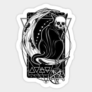 Cat Daemon sitting on the Moon Sticker